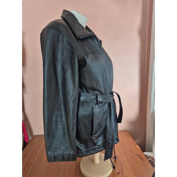 Wilsons Leather Vintage coat‎ womens size large black with removable Thinsulate - Picture 2 of 7